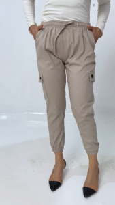 IF Celana Panjang Wanita Jogger Cargo Katun Twill Combed Variasi Saku Kimpul - Model Terbaru Hitam Ivory Abu Krem moca Latte Premium