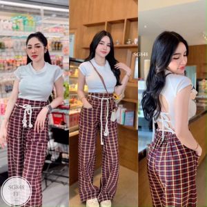 MF848 ชุดเซทกำลังฮอต กำลังฮิตเลยค่า คอลใหม่สุดปัง เซทกางเกงขายาวลายสก๊อตแดงที่ตามหา เอวสูง ขากระบอก มีเขือกผูกเอวไปอีก ผ้าหนางานสวย สีแดงน่ารักสดใสๆ คิ้วท์ๆ มาพร้อมเสื้อครอปขาว ผูกหลัง สุดชิค ใส่สบาย เนื้อผ้ายืดหยุ่นอย่างดี ห้ามพลาดเลยน๊าาา Size : f
