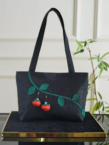 Silk Cherry Blossom Pendant Single Shoulder Bag Womens New Chinese Style Underarm Bag Versatile Design Soft Fabric Handbag