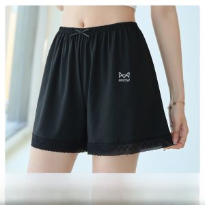 miiow | Loose Safety Pants Womens Summer New Ice Silk Self-Cooling Breathable Home Base Shorts High Waist Short Pants Polyester Fiber