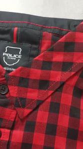 POLICE Kemeja Kotak Cotton Kantong Dua Regular Fit Lengan Panjang Pria