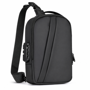 Men Anti Theft Sling Backpack with Combination Lock USB Port Water Resistant Crossbody Chest Bag for Travel and Commuting