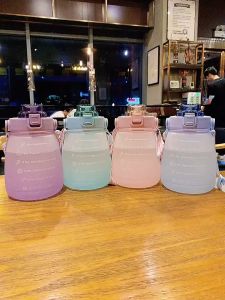 iPii  CLEAR STOCK large capacity 1300ml straw plastic water bottle summer cute portable big belly cup/ Color changing water 网红炫彩吸管水瓶