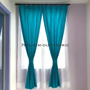 PCDECOR Langsir Semi Blackout Plain Ring Dim Out Window Curtain Hook & Eyelet French Pleat Siap Jahit