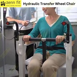 Hydraulic Lifting Transfer Wheelchair Foldable Design With Commade For Bedridden Patients