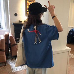 เสื้อยืดผู้หญิงแขนสั้นแฟชั่นฤดูร้อน ทรงเข้ารูป สไตล์เกาหลี คอกลม พิมพ์ลาย เสื้อผ้าทำงาน ผ้าฝ้ายผสม