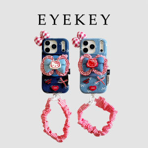 Fashionable Denim Butterfly Knot Cherry Heart Cat Apple 14 Magnetic Absorption Stand Protective Case for iPhone 17 pro Max