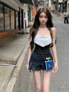 Slimming Fishbone High Waist Short Skirt And Top Set Womens Fashion Lace Commute Style Body Shaping Outfit Two-Piece Suit
