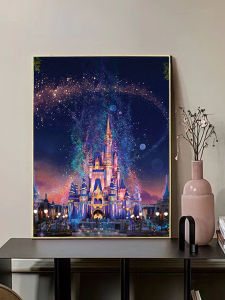 Tranh Thêu Kim Cương Lâu Đài Disney 2025 Phong Cách Hiện Đại Mới Đơn Giản Kiểu Thêu Chữ Thập Thủ Công Tự Làm 5D Crystal Dot Brick Xám Đá Miếng Dán Trang Trí Phòng Khách