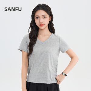 SANFU | Fitted Solid Color Short Sleeve Casual T-shirt Blouse