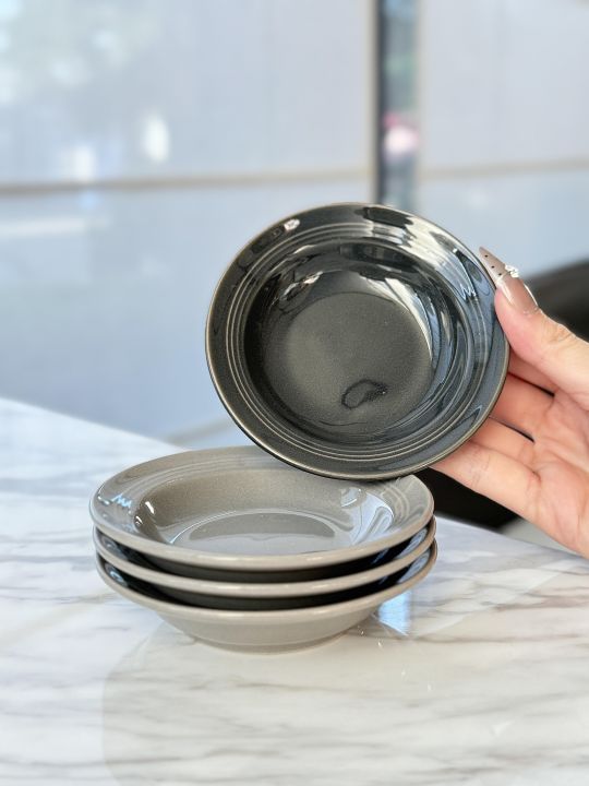 Đĩa Đựng Nước Mắm Bằng Gốm Màu Xám Cao Cấp Thiết Kế Mũ Rơm Đồ Dùng Ăn ...