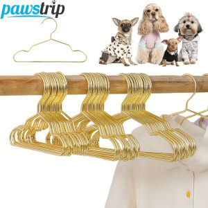 5pcs Pet Apparel Hangers Small Metal Clothes Hanger for Dog Cat Puppet Doll Pet Store Clothes Support Gold Color Mini Hanger