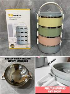 LRMS HAMEKA Lunch Box Portable Rantang 3 Susun Tempat Bekal Makan Anti Tumpah / Kotak Makan Set 