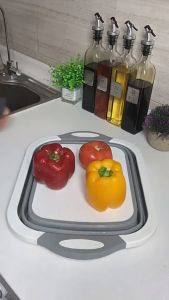 Pomely [COD&*Local] Multifunctional Kitchen Vegetable Washing Basket Collapsible Cutting Board Foldable Chopping Board Portable Outdoor