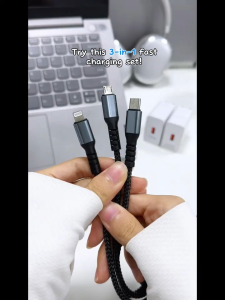 120W 3-in-1 Fast Charging Cable for Android & iOS & Type-C High-Performance Ultra Fast Charger