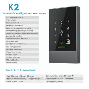 K2/K2F TTLOCK App Remote Door Access Control System Kit Touch Password 13.56Mhz RFID IP65 Rainproof Bluetooth Wifi Gateway Suppo