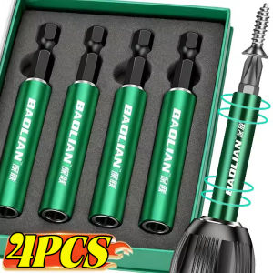 ที่ยึดดอกสว่านแบบแม่เหล็ก4ชิ้นแถบยาวต่อสว่านไขควงไฟฟ้าแบบก้านหกเหลี่ยมอุปกรณ์สำหรับหัวเจาะแบบยืดหดได้