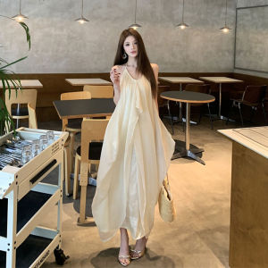 CHANGTONG | French Style Beach Vacation Fairy V-Neck Cami Dress