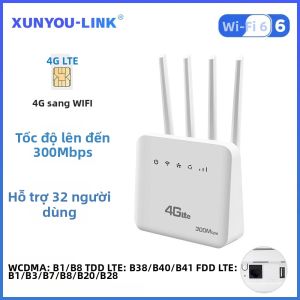 XUNYOU-LINK | Bộ Định Tuyến WiFi 6 4G LTE XUNYOU-LINK Tốc Độ Cao 300Mbps Hỗ Trợ SIM Modem Kết Nối Được 32 Thiết Bị Điểm Phát WiFi Di Động