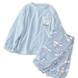 MINISO Sanrio Cosplay Clothing Clothes Kuromi Pajamas Hello Kitty Two-piece Household Clothes Cinnamoroll Home Suit Coat