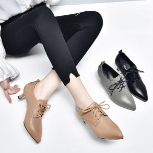 Fashionable Deep-Cut Single Shoes for Women Spring Season Pointed-Toe Knot High Heels Leather Shoes Versatile Stylish Women Footwear