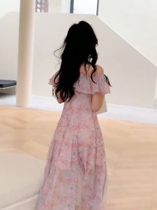 Gaun Wanita Lengan Panjang V-Neck Korea & Desain Gaya Perancis