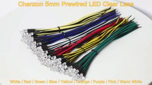 CHANZON | 6 Colors x 5pcs 12V 5mm Prewired LED Diode Kit Light Emitting Warm White Red Green Blue Yellow 9 12 V Cable Wire Assortment Set