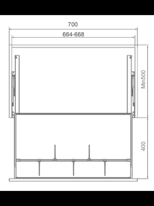 Giá xoong nồi GrandX XP.70T dạng hộp lắp tủ bếp dưới khoảng 700mm gọn gàng cho tủ bếp thông minh