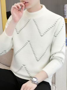 Áo Len Dệt Kim Dày Cổ Cao Cho Nam Mùa Thu Đông Mới Về Áo Sơ Mi Lót Lông Cừu Đa Năng Ấm Áp Thời Trang Thường Ngày Cho Thanh Thiếu Niên