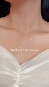 สร้อยคอเงินแท้92.5% ลายปล้องอ้อยเหลี่ยมสลับโซ่ (งานอิตาลี)