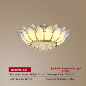 MOCOCOA | Brass Crystal Lotus Ceiling Light Fixture