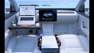 2-in-1 Car Steering Wheel Tray With Storage Box Carbon Fiber Adjustable Laptop Desk For Eating Working Up To 10KG