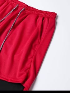 Summer Men Running Shorts Fitness Gym Training 2 in 1 Sports Shorts Quick Dry Workout Jogging Double Deck Shorts