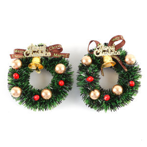 (2 pieces/pack) Christmas small flower wreath mini pendant Christmas tree pendant Christmas decoration holiday decoration mini C