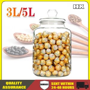 2L3L5L/8L Clear Airtight lid Glass Jar Sealed Cans for Cookie food Storage Bottle Jar