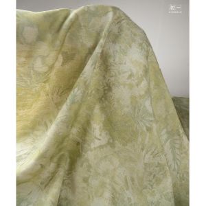 ผ้าพิมพ์ลายดอกไม้สีเขียววินเทจ ผ้าฝ้ายลินิน ชุดเดรส กระเป๋า ผ้าสำหรับออกแบบเสื้อผ้า ผ้าฝ้ายลินินพิมพ์ลายดอกไม้แบบวินเทจ