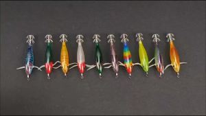 15pcs/set Luminous Squid Jig 8cm/ 5.7g Shrimp Fishing Lures Hook Sea Fishing Accessories Artificial Bait Octopus Lure
