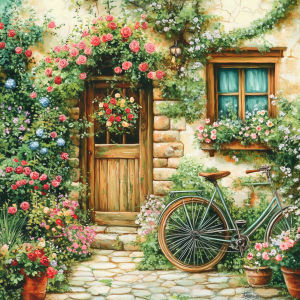 500/1024PCS Jigsaw Puzzle Beautiful Garden With Flowers And Trees For Adults Perfect For Quiet Evening Activity