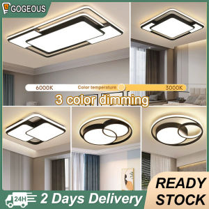 Gogeous 80W 136W ceiling lights modern design black ceiling light with remote tricolor dimming nordic ceiling lights ceiling lamp for living room dinning room bedroom
