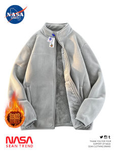 Wassup Panda Thickened Fleece Double-sided Lamb Velvet Open Cardigan Sweatshirt Mens Autumn Winter Fashion Brand Stand Collar Jacket