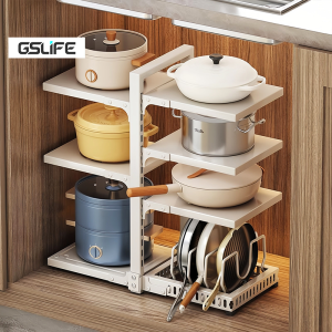 GSlife Pull Out Under Sink Organizer Rack | Adjustable Pot Pan Rack | Ligtas sa Amag at Ipis | Rainy Season Proof | Hidden Cabinet Storage