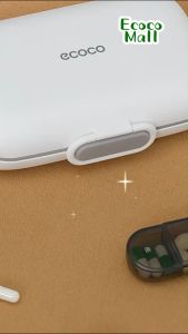 Hộp chia thuốc 7 ngày ECOCO tích hợp nghiền thuốc di động thế hệ mới thiết kế nhỏ gọn thông minh bảo vệ thuốc chống ẩm