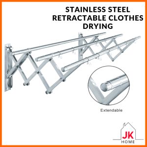 RMK NOT RUSTY Stainless Steel Clothes Rack Rak Penyidai Baju Hanger Baju Clothes Drying Rack Premium 3 Rods Retractable