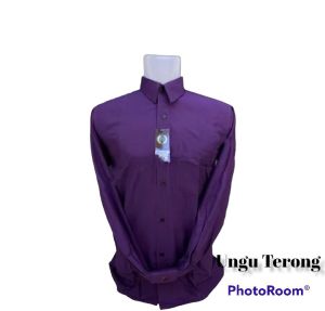 Wendya.T Kemeja Formal reguler Warna Ungu Terong ✓Kemeja Pria Polos Lengan Panjang