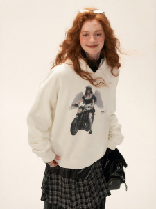 MAMC | Áo Hoodie Dễ Thương Trắng Phong Cách Thời Trang