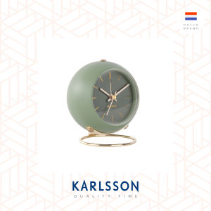 Karlsson Alarm clock Globe green w. gold plated stand