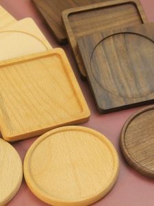 Wooden Solid Wood Coaster Lettering Custom Logo Heat Proof Mat round and Square Coffee Wooden Coaster Tea Ceremony Cup Saucer Tea Mat