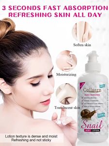 500G Snail Collagen with Glutathione Spf 100 PA+++ Body Lotion 500ML Collagen Whitening Body Lotion Effective Permanent Whitening Anti-Wrinkle Anti Aging Body Lotion