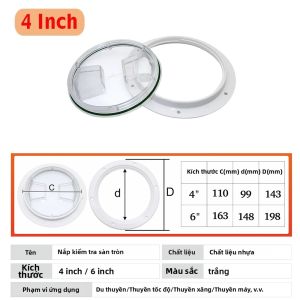RYSJM | Nắp Che Khoang Kiểm Tra Sàn Thuyền Tròn 4-6 Inch Chống Ăn Mòn Làm Từ Nhựa ABS Có Lỗ Khoét Cho Sàn Thuyền