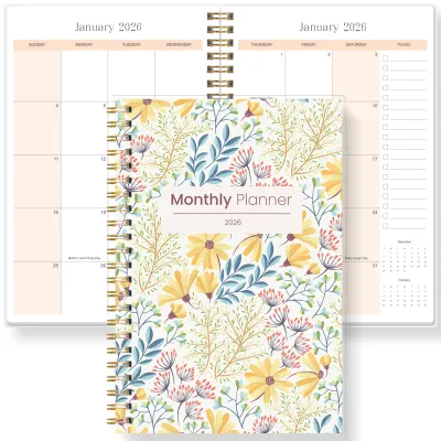 A5 Monthly Planner 2026 Floral Cover Calendar Organizer Academic Agenda with Notes & To-Do List Perfect for School Office